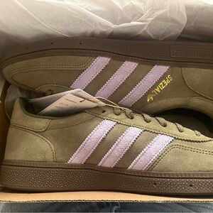 Adidas Spezial Olive with Lavender Stripes